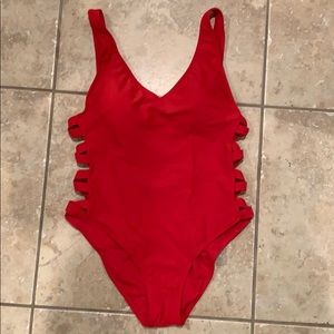 Red one piece swimsuit